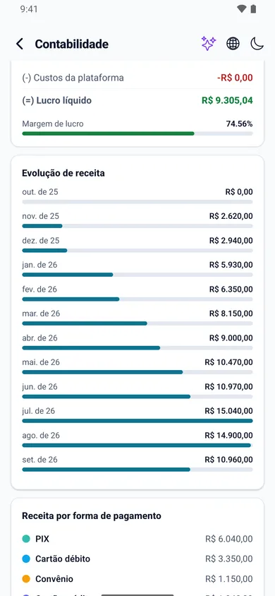 No app Theravus Pro: Pix, cartão e boleto